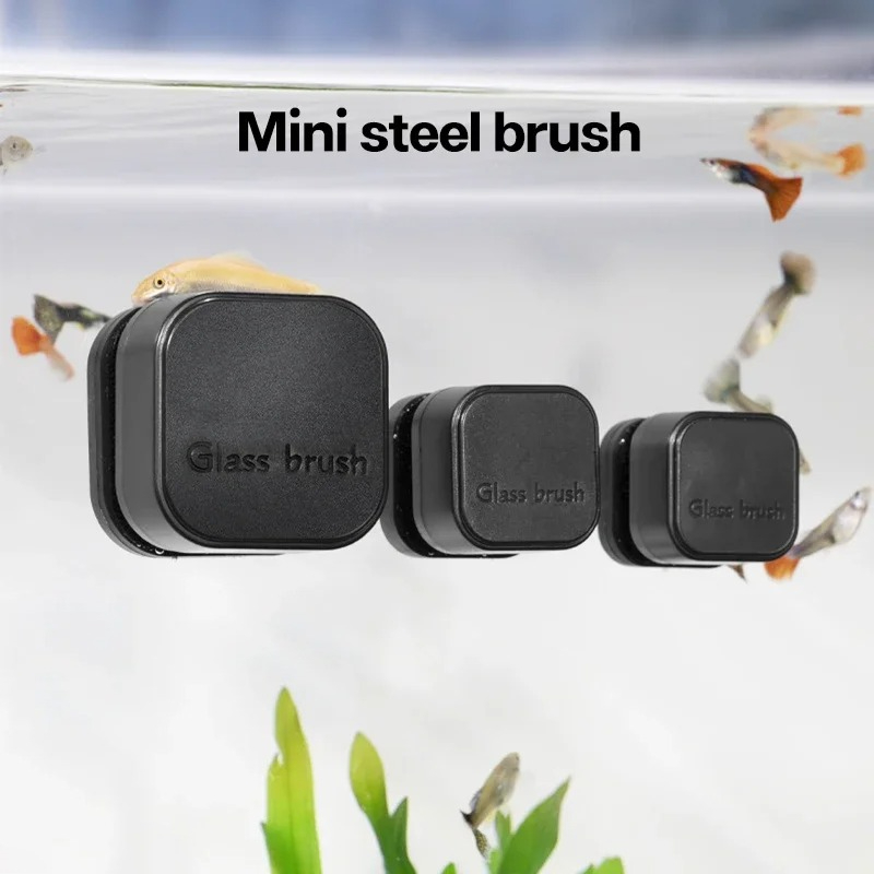 Cleaner Fish Aquarium - Mini Square Magnetic Brush Aquarium Glass