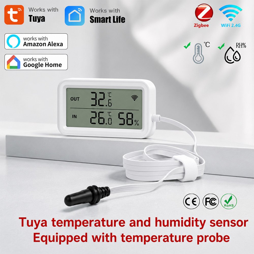 Aquarium Thermometer - External Probe Temperature Humidity Sensor Tuya