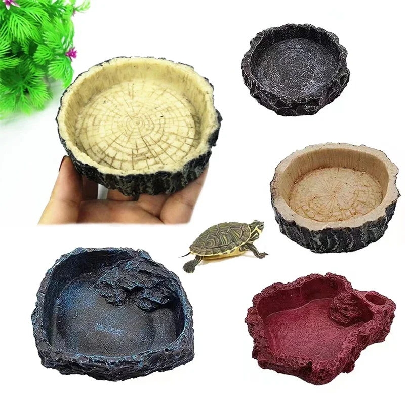 Aquarium Fish Food - Pet Reptile Feeder Bowl Resin Aquarium
