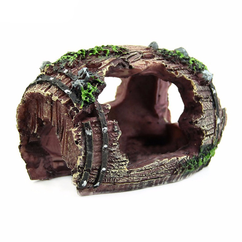 Aquarium Fish Games - Aquarium Artificial Barrel Cave Resin Ornaments