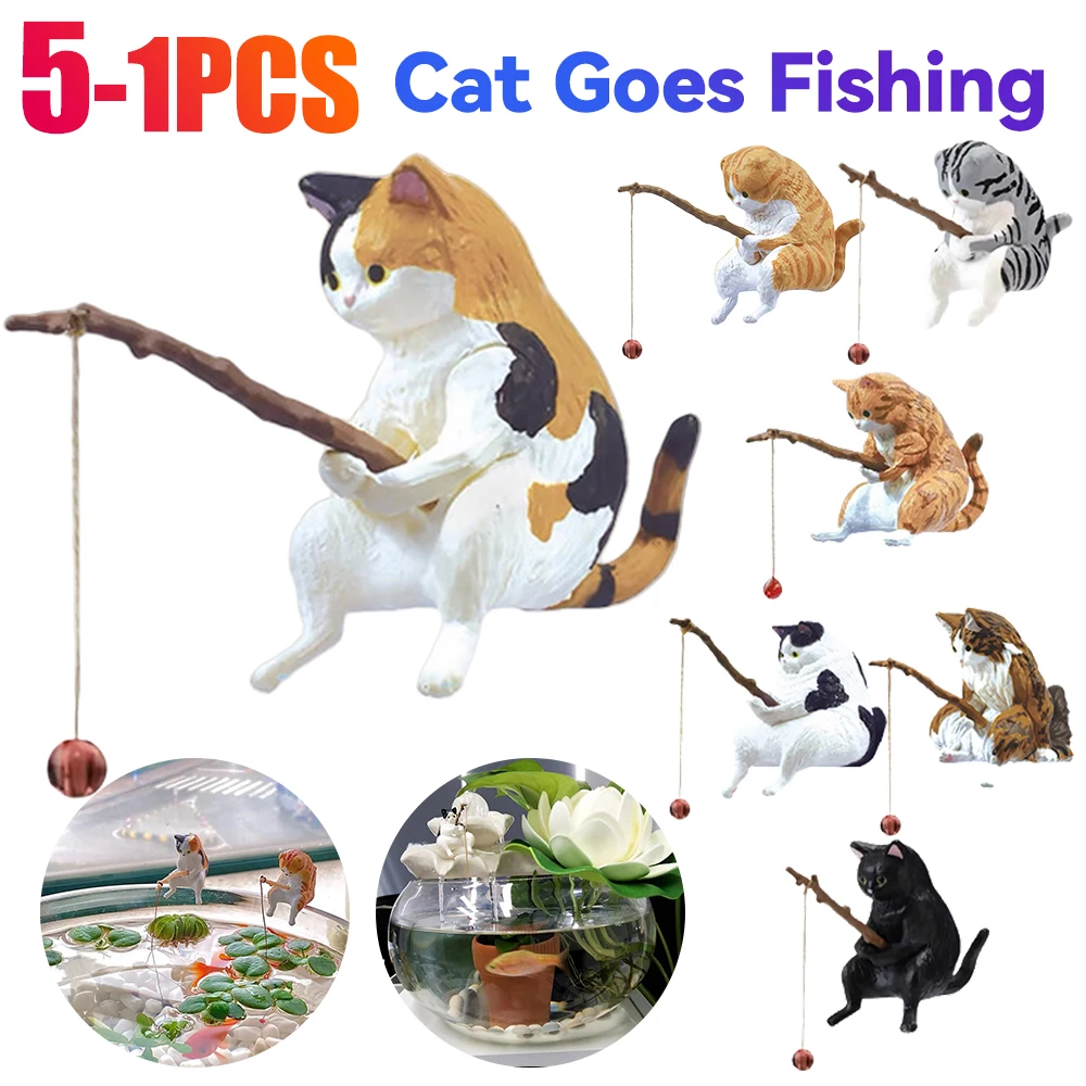 1-5PCS Fishing Cat Aquariums D - Aquarium Fish Background ulasan dan harga
