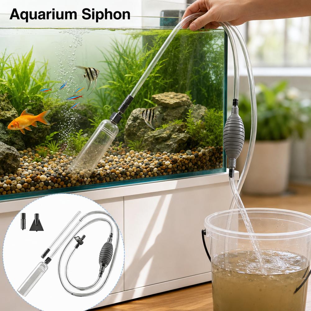 Manual Aquarium Siphon Fish Ta - Cleaner Fish Aquarium ulasan dan harga