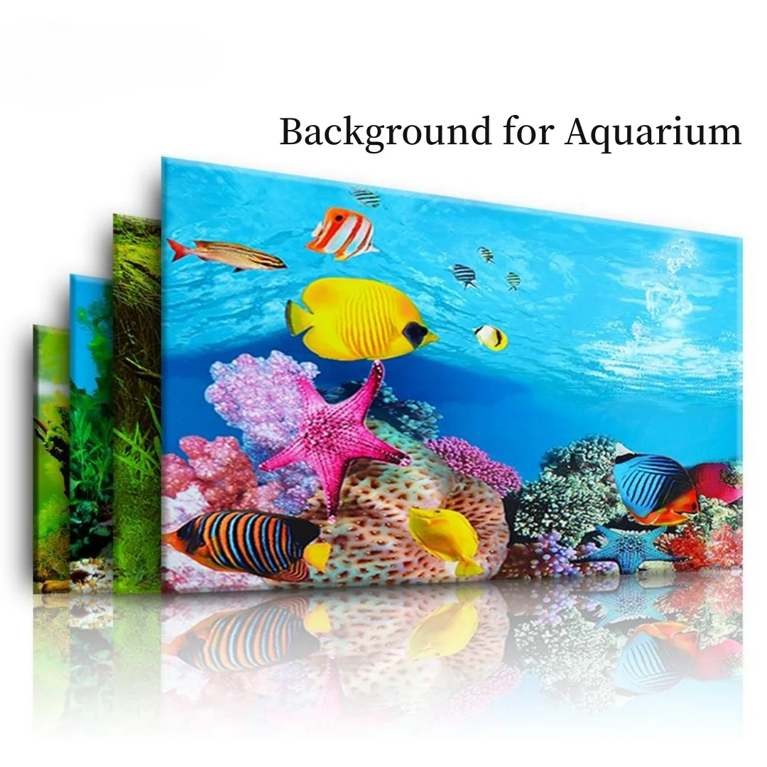 Background Aquarium 3D Sticker - Aquarium Fish Background ulasan dan harga