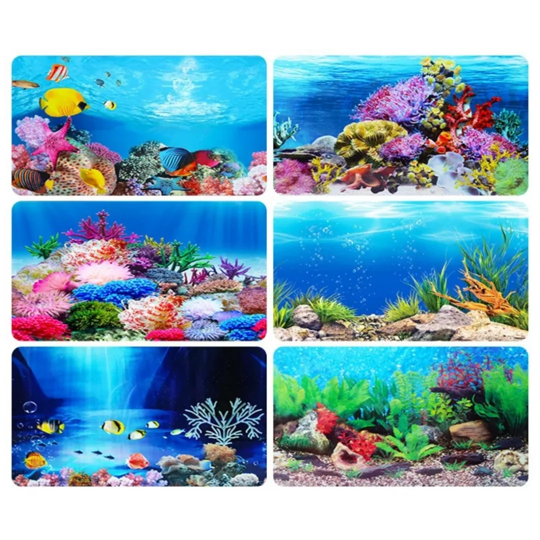 Background Aquarium 3D Sticker - Aquarium Fish Background ulasan dan harga
